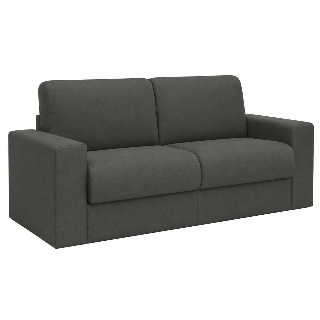 Divano Letto Matrimoniale Imbottito con Braccioli e Materasso 14 cm, Tessuto Grigio Scuro, Totò Piccinni