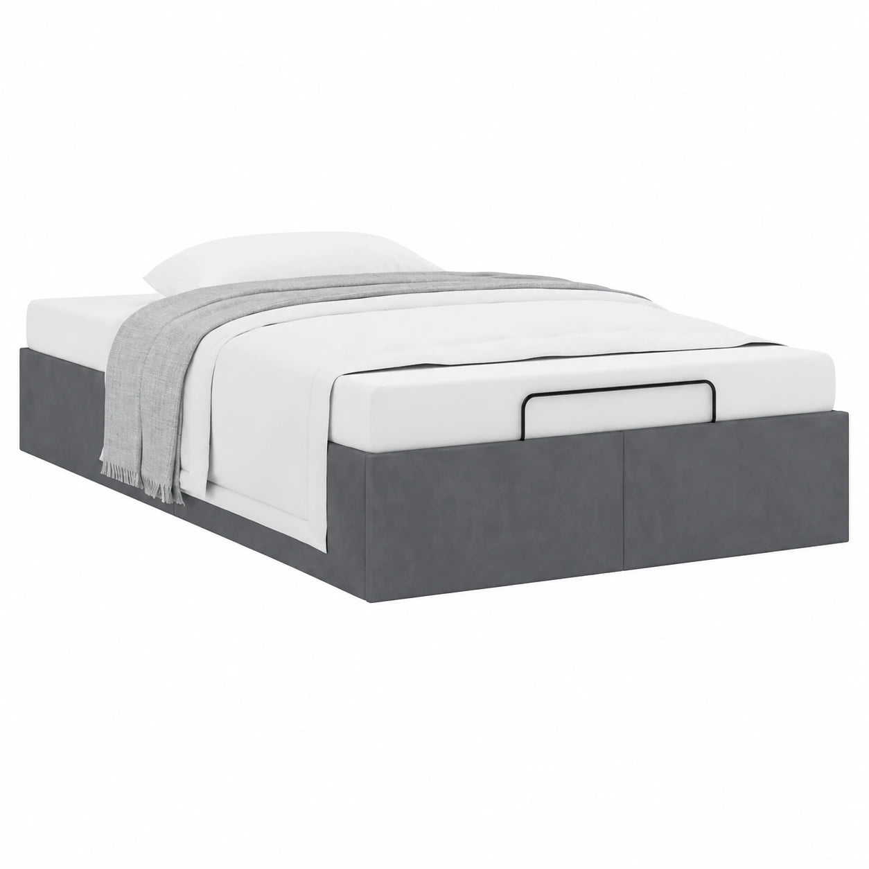 IKAYAA Letto Singolo Imbottito con Contenitore 120x190cm, Grigio Scuro