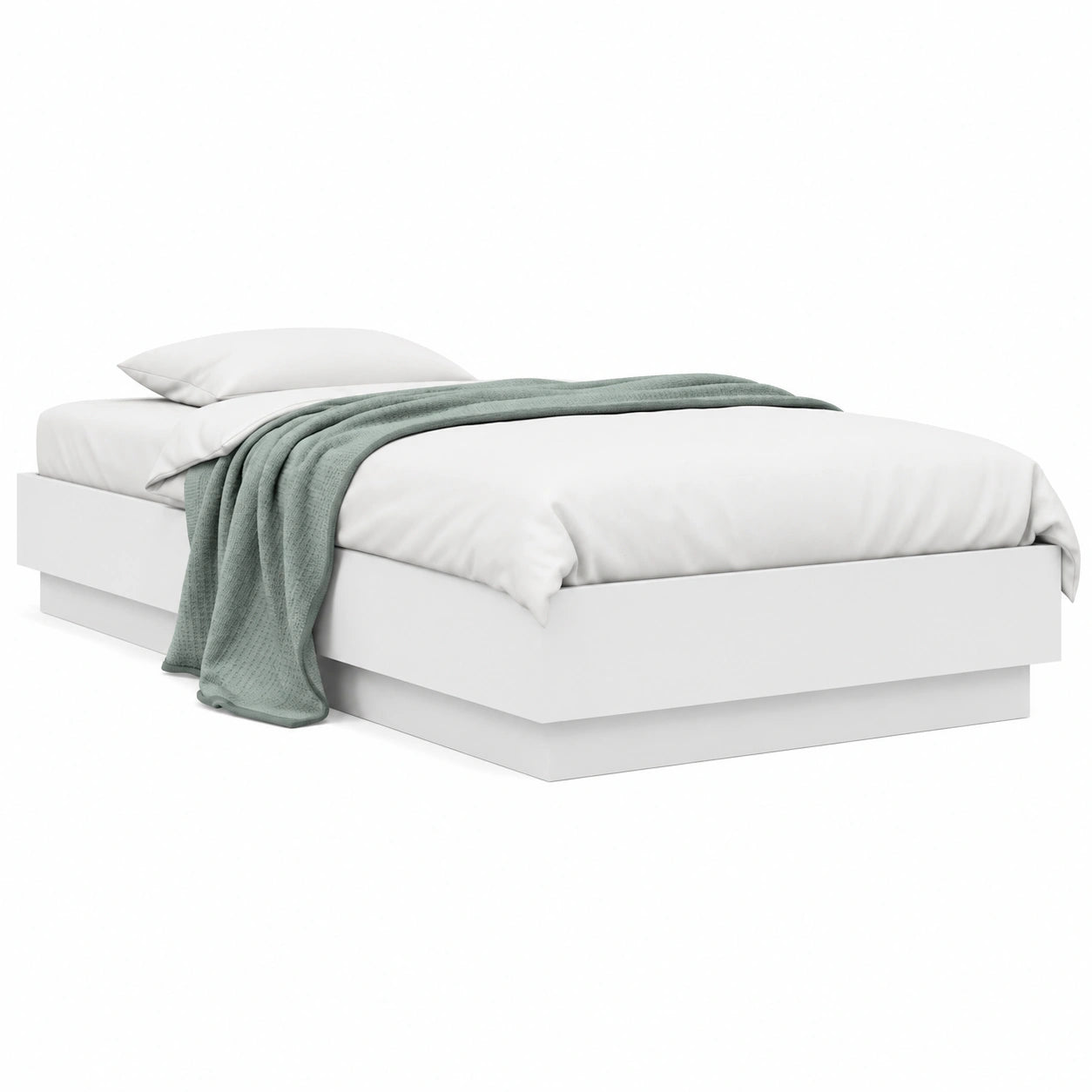 Struttura Letto Massello Bianco 100x200 cm Design Moderno