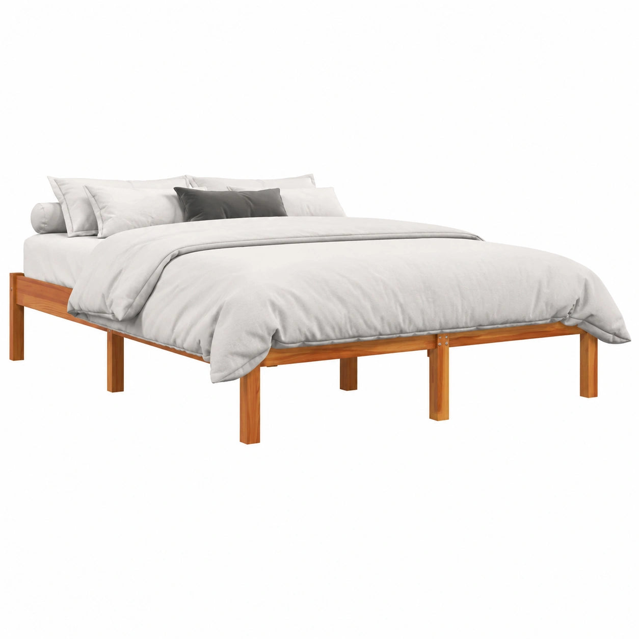 Struttura Letto in Pino Massello 120x190 cm Marrone Moderno