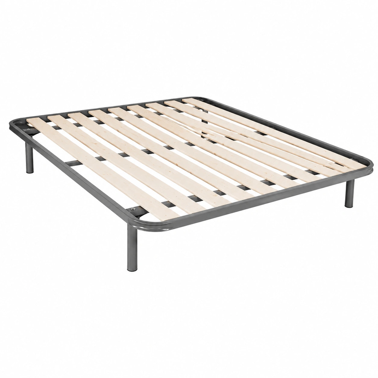 Rete Matrimoniale Ortopedica 180x200 cm con Doghe in Legno Massello, Telaio in Metallo e Supporto Rinforzato