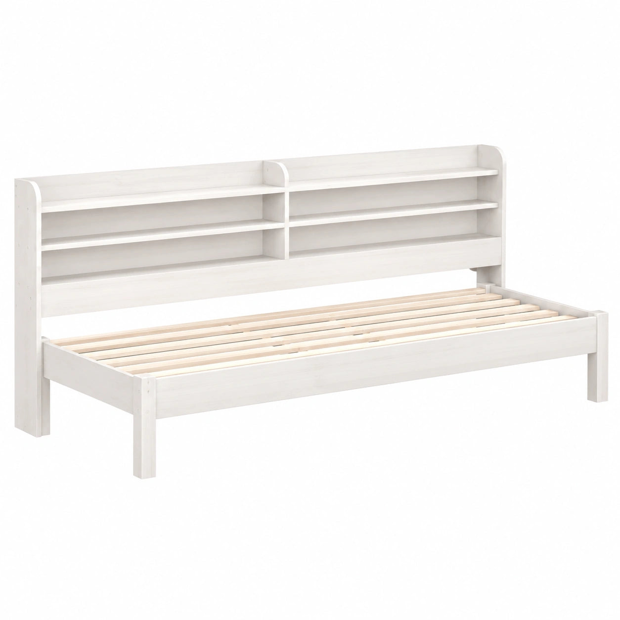 Brokky Testiera Bianco in Pino Massello 180 cm con Ripiani