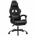 Sedia da Gaming Ergonomica in Similpelle Nera con Poggiapiedi Reclinabile, Altezza Regolabile, Base Girevole a 360°, Struttura Robusta in Metallo, Supporto Fino a 110 kg
