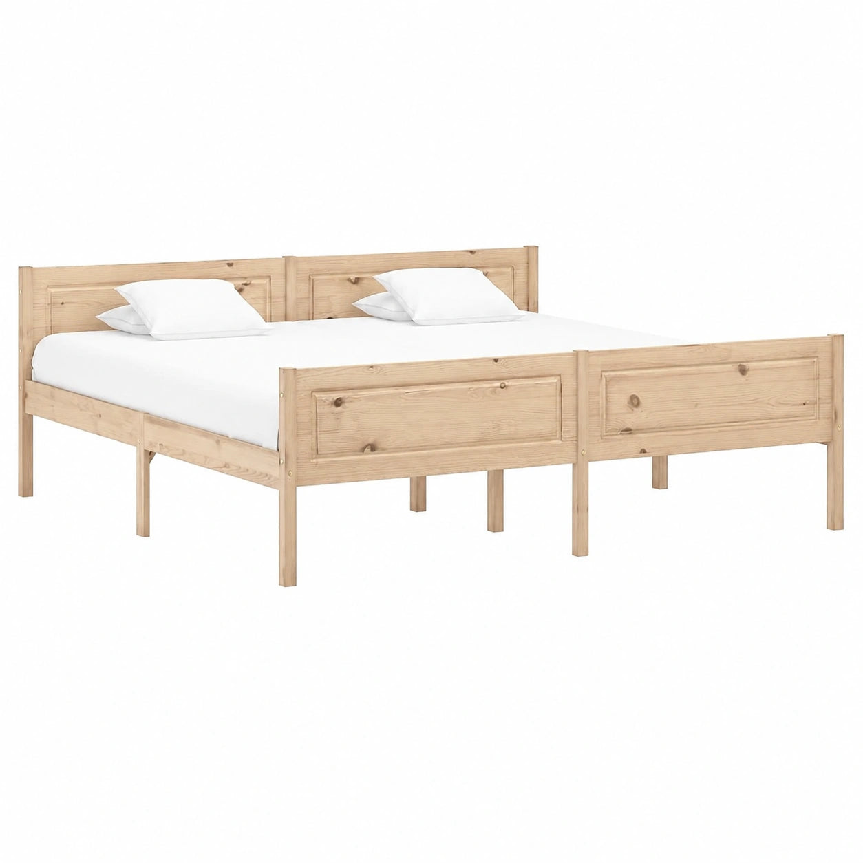 Letto Matrimoniale in Legno Massello di Pino con Doghe, 200x200 cm