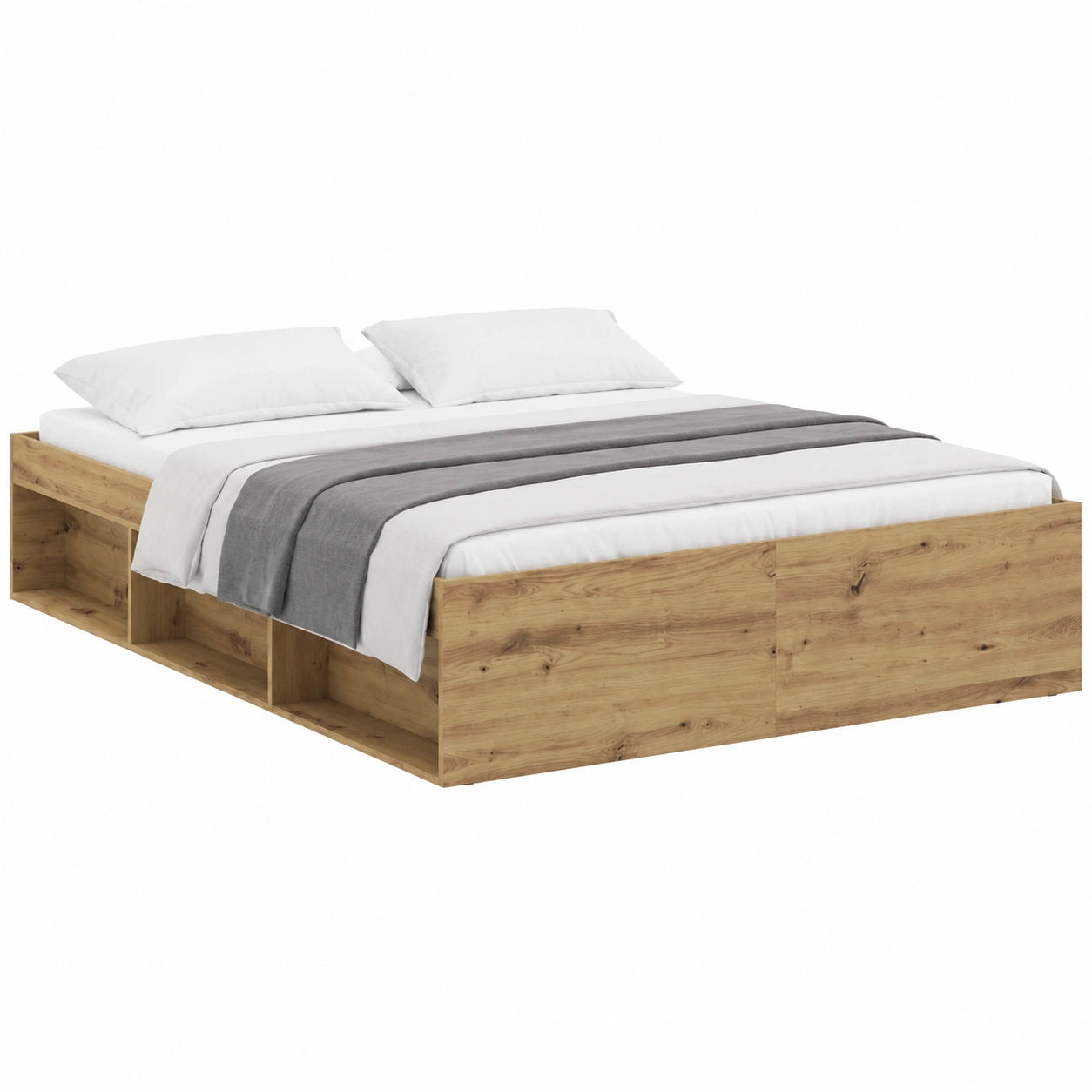 Letto Matrimoniale in Legno con Rete a Doghe 140x190 cm - Rovere Artigianale