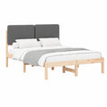 Letto Matrimoniale in Legno con Contenitore, Testiera Imbottita Grigio Scuro, 140x190 cm, Comodo e Facile da Montare