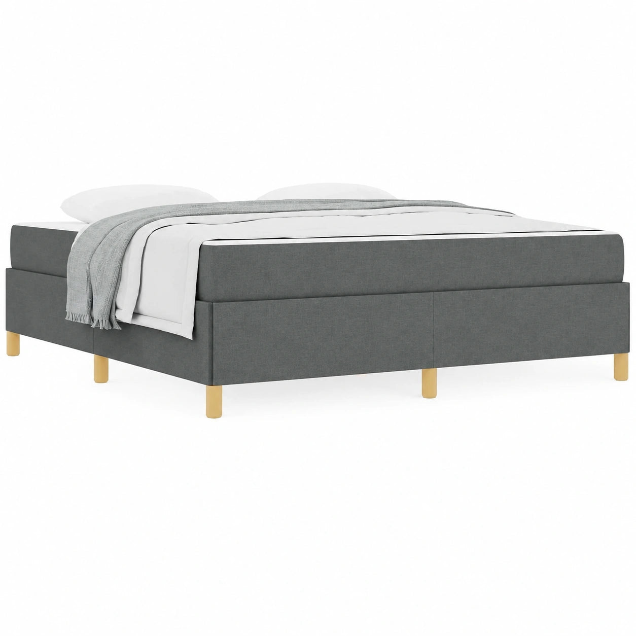 Letto Matrimoniale in Tessuto Grigio Scuro con Contenitore e Rete 180x200 cm