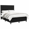 Letto matrimoniale moderno con materasso a molle, tessuto nero, 140x200 cm