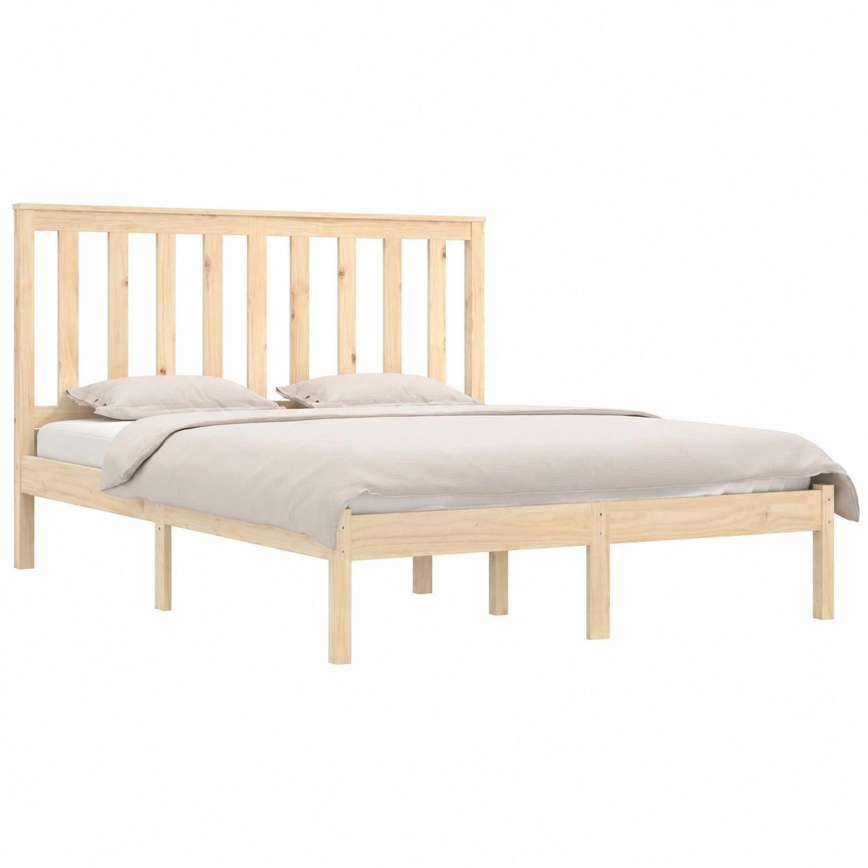 Letto Matrimoniale in Legno di Pino 135x190 cm per Adulti e Bambini