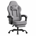WOLTU Poltrona Gaming Ergonomica in Tessuto Grigio con Poggiapiedi, Supporto Avanzato