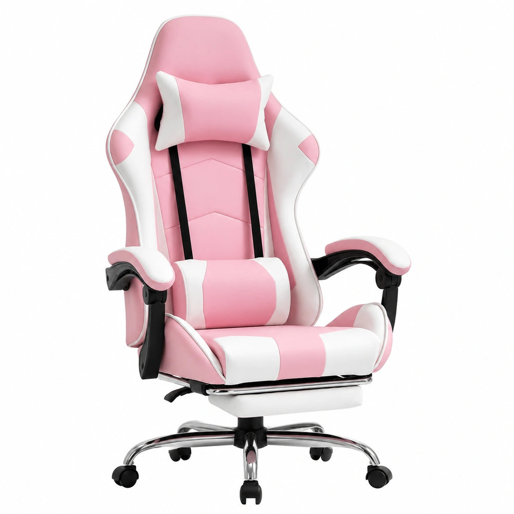 Sedia Gaming Vinsetto Ergonomica con Funzioni Complete Rosa e Bianca