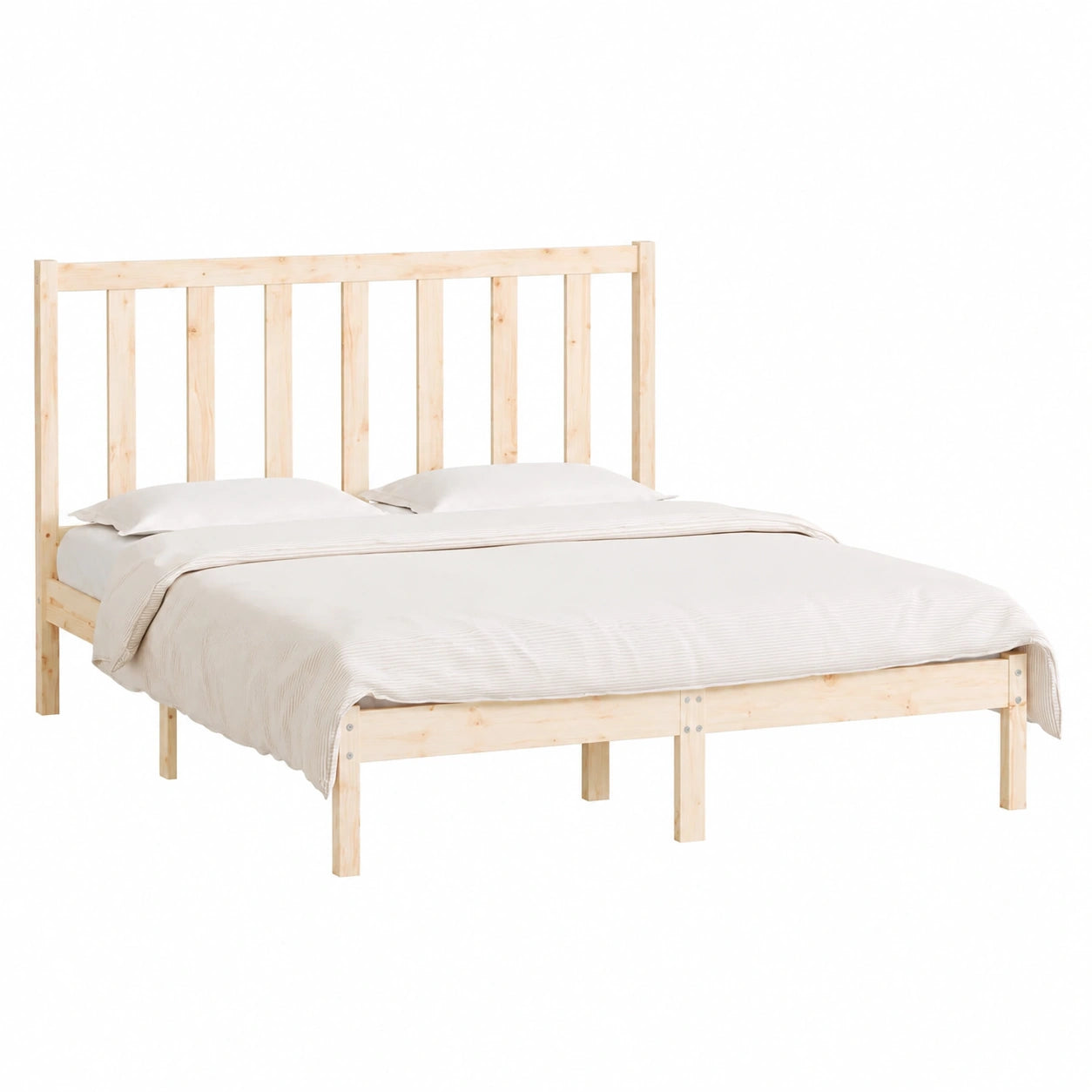 Letto Matrimoniale in Legno di Pino 135x190 cm per Adulti e Bambini