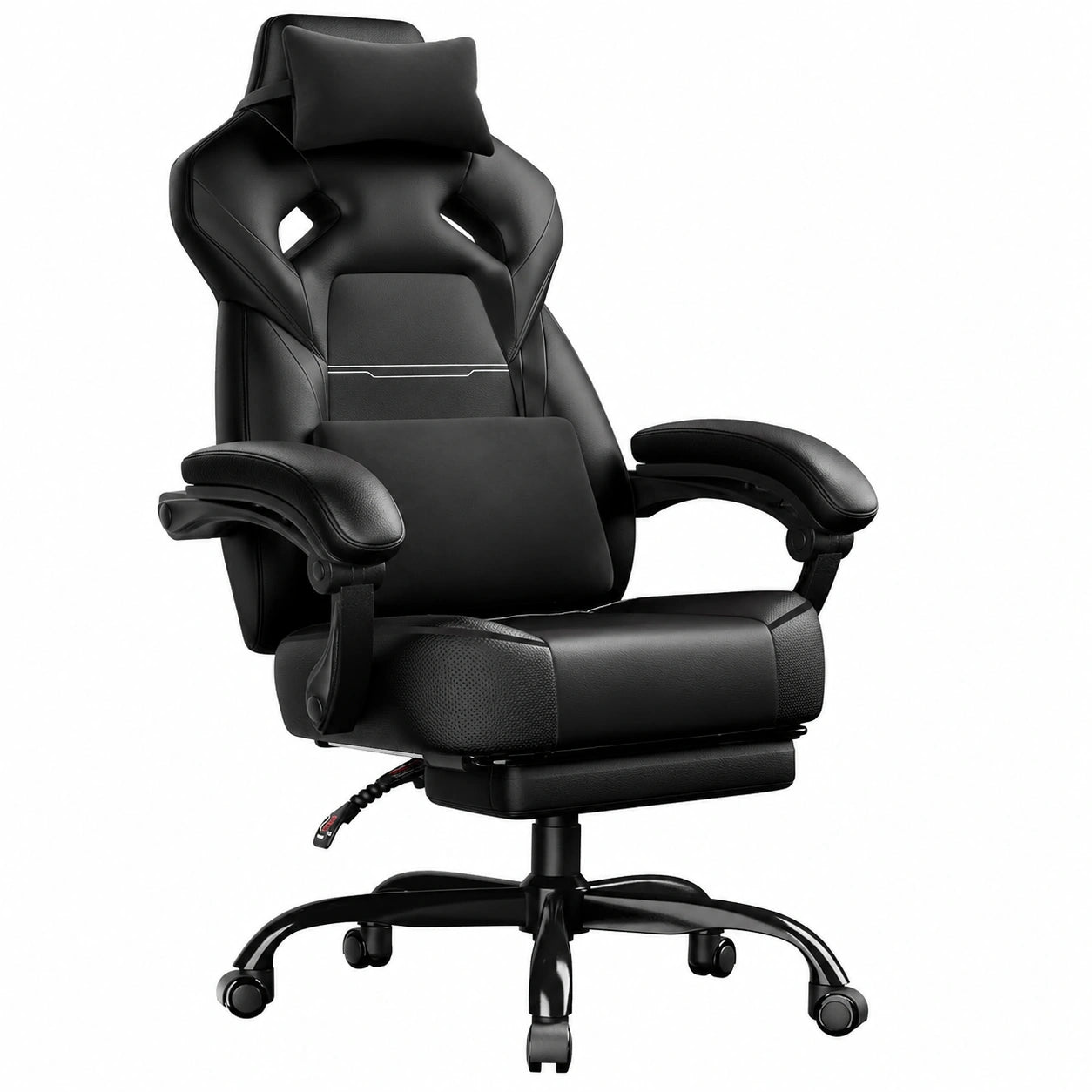 Poltrona da Gaming Ergonomica GTPLAYER con Poggiapiedi, Supporto Lombare e Poggiatesta, Altezza e Braccioli Regolabili, Capacità 200 kg, Nero