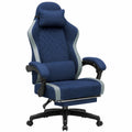 Sedia da gaming GTPLAYER ergonomica con supporto lombare, poggiapiedi e poggiatesta regolabili, tessuto traspirante blu scuro
