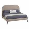 Letto Matrimoniale Sidney con Rete in Legno Incluso, Testiera Imbottita Beige, Struttura Robusta, Montaggio Semplice