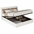 Letto matrimoniale con contenitore e USB 140x190, testiera regolabile, struttura in tessuto teddy