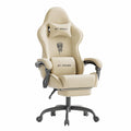 Sedia da Gaming Ergonomica in Velluto con Funzione Massaggio e Poggiapiedi, Bianco