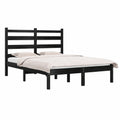 Struttura Letto Matrimoniale in Legno Massello di Pino 200x200 cm Nero