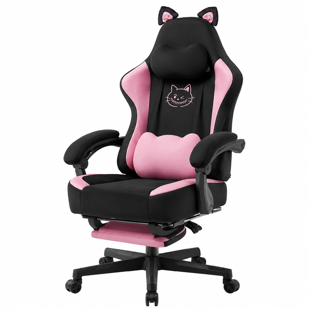 Sedia Gaming GTPLAYER in Velluto con Orecchie di Gatto, Ergonomica, Rosa