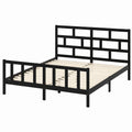 Letto Matrimoniale in Legno di Pino Nero 200x200 cm con Doghe