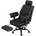 Poltrona Ufficio Ergonomica Big & Tall con Supporto Lombare e Poggiapiedi, Braccioli Regolabili, 200KG, Nero