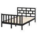 Letto Matrimoniale in Legno di Pino 135x190 cm Nero con Doghe