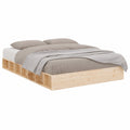 Struttura Letto Matrimoniale in Legno di Pino 200x200 cm, Design Moderno con Doghe
