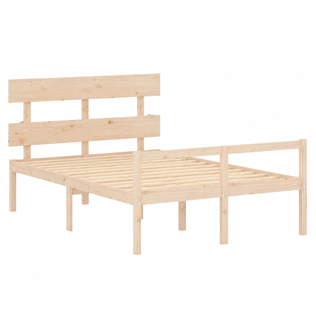 Letto Moderno in Legno Massello 120x200 cm con Testiera per Anziani