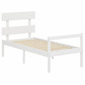 Letto Singolo Bianco in Legno Massello con Testiera per Anziani