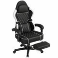 Sedia da Gaming Huracan con Massaggio e Poggiapiedi, Girevole 360°, Schienale Regolabile, in Pelle PVC, Bianco/Nero, Capacità 150 kg