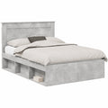 Letto Matrimoniale in Legno Massello Grigio, 150x200 cm con Testiera e Rete a Doghe, Capacità 200 kg